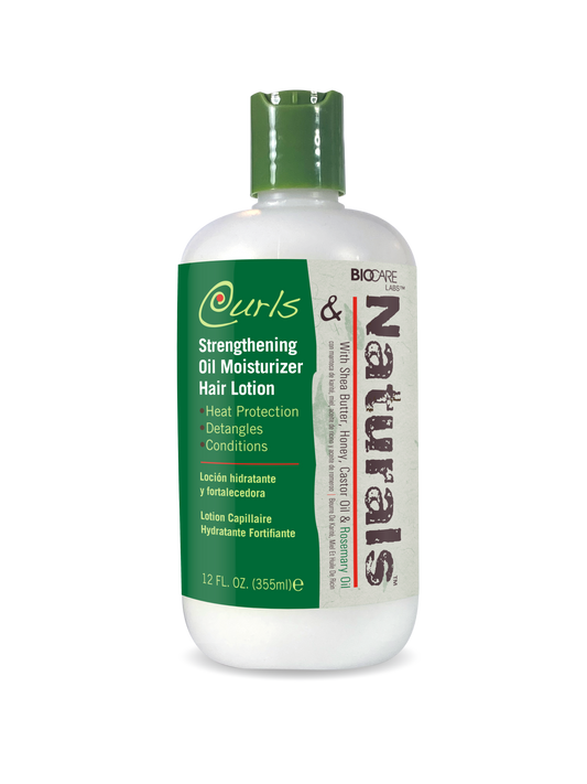 Curls & Naturals 12 oz Strengthening Oil Moisturizer Hair Lotion with Shea Butter, Honey, Castor Oil and Rosemary Extract
